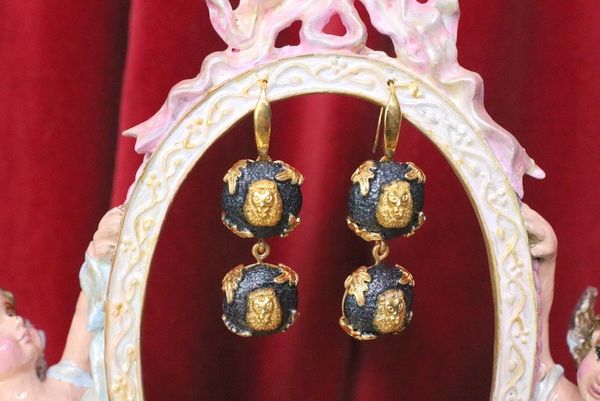 SOLD! 5508 Vintage Style Double Lions Earrings Studs