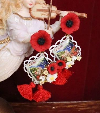 5524 Portofino Italian Poppy Tassels Earrings