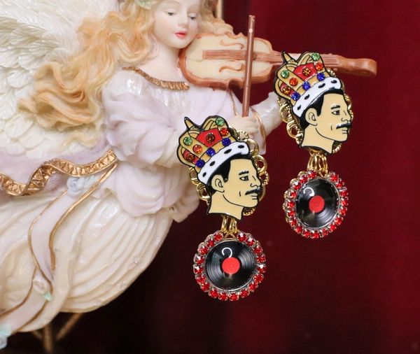 SOLD! 5573 Queen Freddie Mercury Roses Rock Earrings Studs