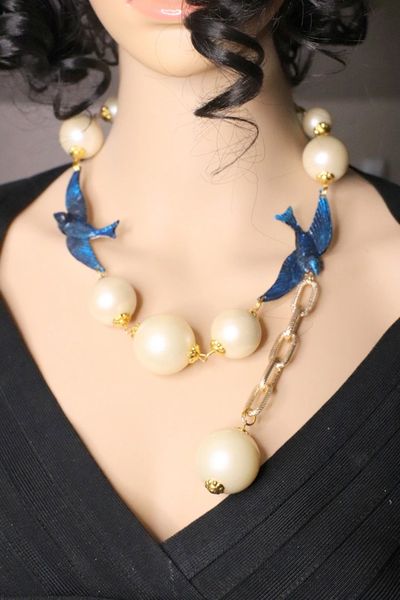 SOLD! 5590 Runway 2019 Hand Painted Swallow Huge Pearl Necklace