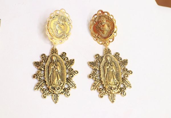 SOLD! 5709 Virgin Mary Madonna Vintage Style Statement Earrings