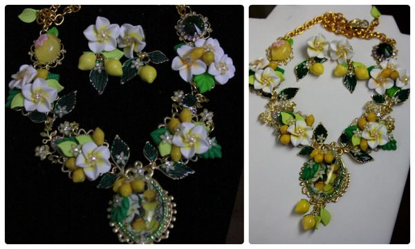 SOLD! 711 SET Spring 2016 Lemon Fruit Flower Set Necklace Plus Earrings