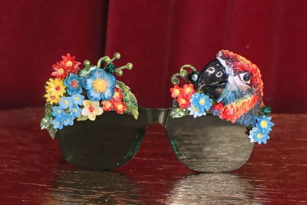 5817 Baroque Vacation Cancun Parrot Flower Embellished Sunglasses
