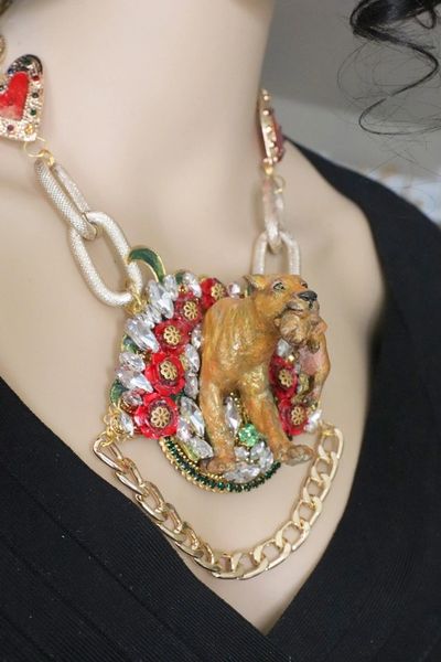 SOLD! 5904 Art Jewelry 3D Effect Hand Painted Vivid Lioness Mom's Love Pendant Necklace