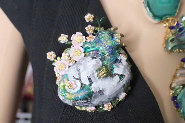 SOLD! 5948 Hand Painted 3 D Effect Dragon Baby Massive Brooch