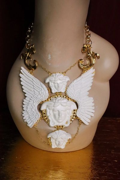 SOLD! 5970 White Architect Medusa Massive Necklace