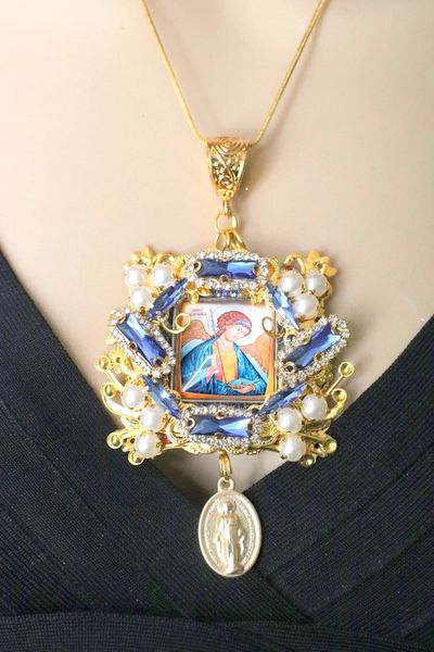 SOLD! 5976 Virgin Mary Icon Cameo Gold Massive Pendant