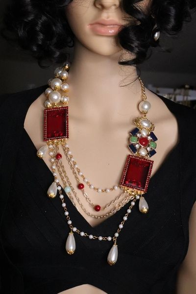 SOLD! 5987 Set Of 20s Vibe Great Gatsby Pearl Unusual Massive Necklace+ Earrings
