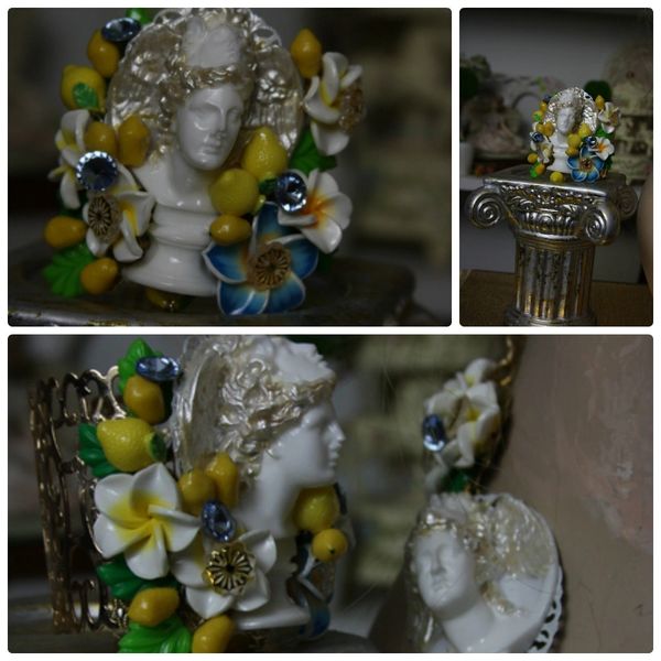 731  Bangle Roman Statue Lemon Fruit Flower Bracelet 