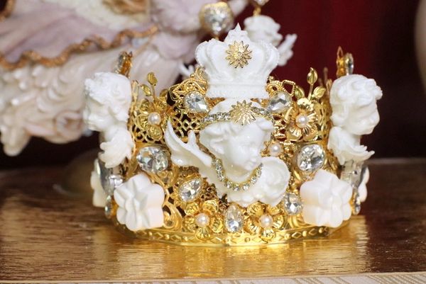 SOLD! 6061 Baroque White Chubby Cherubs Angels Crown