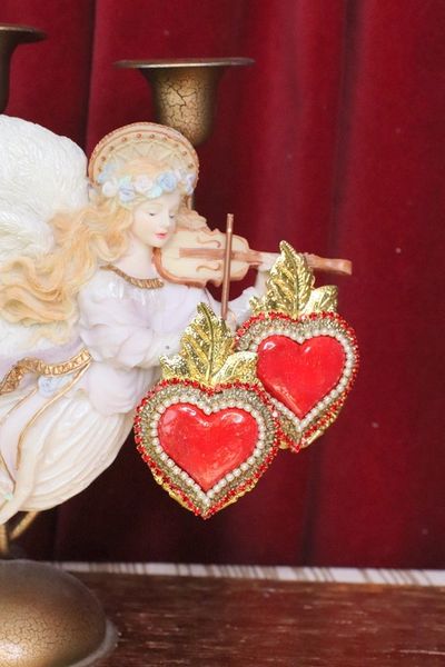 SOLD! 6123 Sacred Heart Lasrge Statement Earrings
