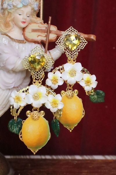 SOLD! 6145 Runway Baroque Massive Lemon Fruit Earrings