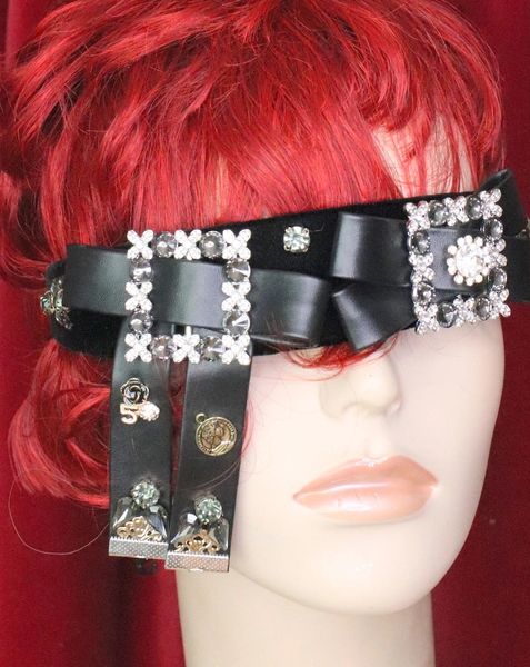 6198 Baroque Runway Leather Bow Crystal Headband