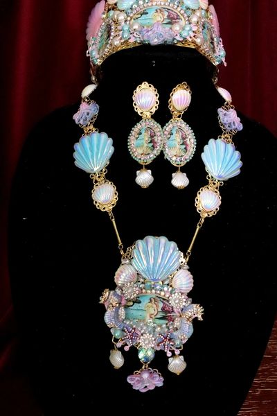 SOLD! 6334 Birth Of Venus Sea Horse Baroque Genuine Australian Triplet Opal Necklace SET