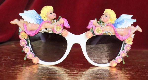 SOLD! 6340 Baroque Bright Hand Painted Faced Cherubs Angels Embellished Sunglasses