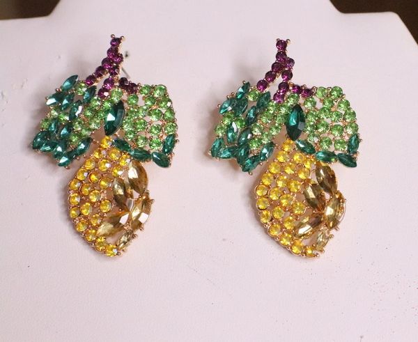 6344 Baroque Rhinestones Pineapple Earrings
