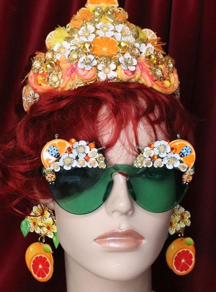 6347 Baroque Sicilian Orange Fruit Hand Painted Embellished Sunglasses