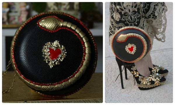 SOLD! 773 Designer Inspired Snake Rounded Heart Purse Crossbody Handbag