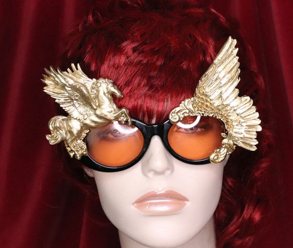 SOLD! 6389 Baroque Gold Pegasus Winged Embellished Sunglasses