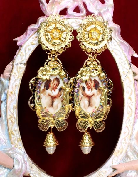 SOLD! 6435 Baroque Vintage Style Renaissance Cameo Massive Studs Earrings