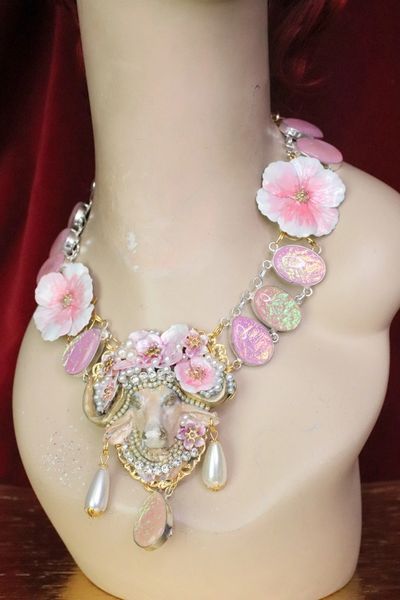 SOLD! 6436 Art Jewelry Genuine Triplet Opal Water Buffalo Massive Necklace