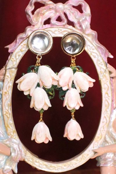SOLD! 6445 Hand Painted Magnolia Massive Studs Earrings