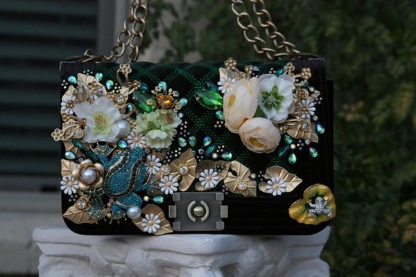 SOLD! 772 Le boy Art Nouveau Crystal Froggy Embellished Crossbody Eye-Catch Purse Handbag