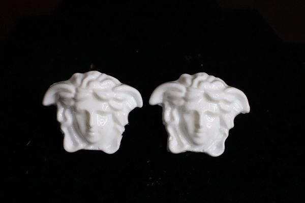 SOLD! 6491 Baroque White Architect Head Studs Earrings