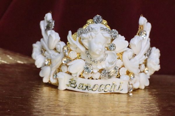SOLD! 6320 Barocchi White Chubby Cherubs Rhinestones Crown