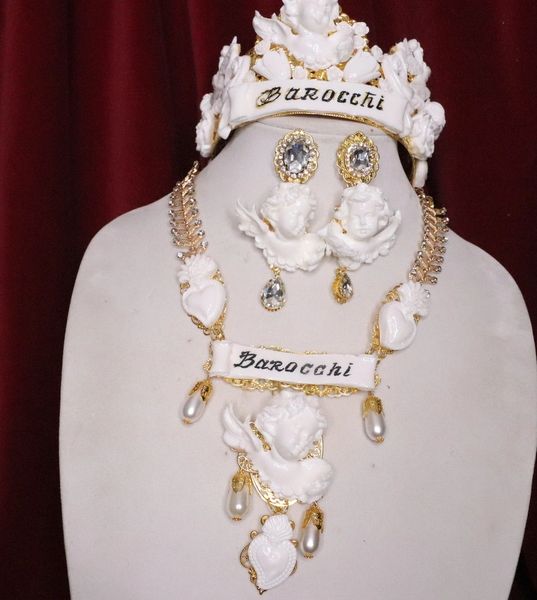 SOLD! 6534 "Barocchi" Baroque Necklace White Chubby Cherub Necklace