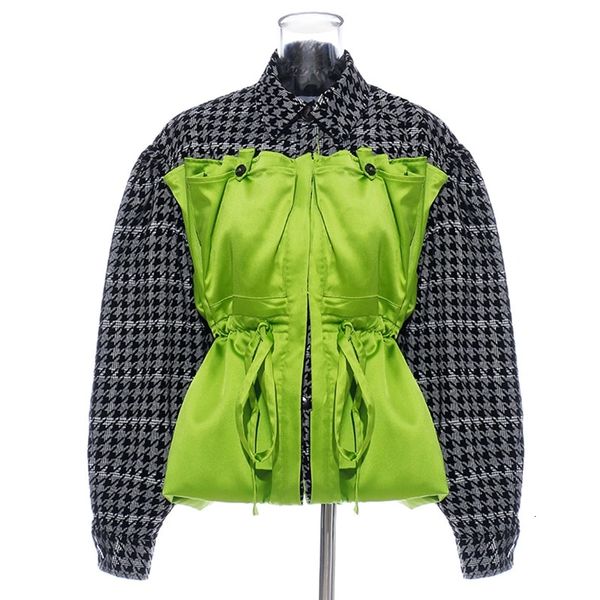6559 New-Yorker Grunge Over-sized Hounds-tooth Bomber