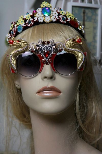 SOLD! 794 Unisex Men Unique Art Nouveau Enamel Crystal Dragon Fancy Sunglasses Eye Wear