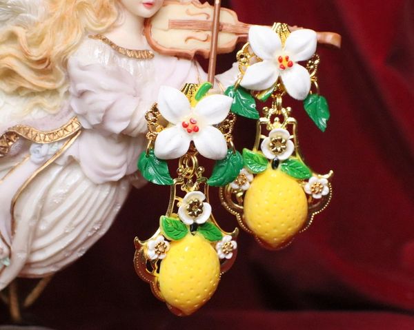 SOLD! 6663 Baroque Sicilian Lemon Fruit Studs Earrings
