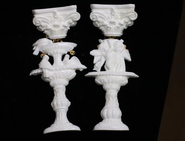 SOLD! 6709 Baroque Cherub Angel Roman Column Light Weight Studs Earrings