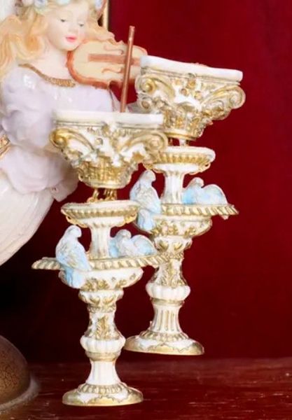 SOLD! 6818 Baroque Cherub Vintage Style Doves Roman Column Light Weight Studs Earrings