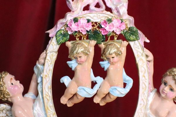 SOLD! 6857 Baroque Holding Roses Cherubs Angels Studs Earrings
