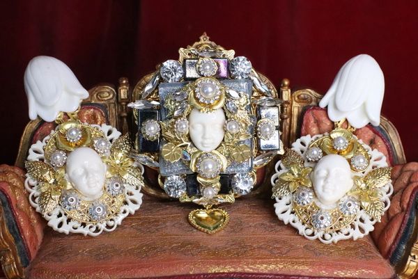 SOLD! 6858 Baroque Art Jewelry 3D Effect Face Brooch