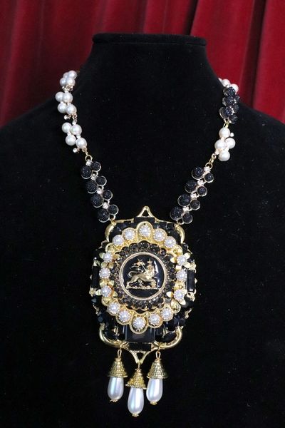 6884 Baroque Lion Pearl Massive Pendant Necklace