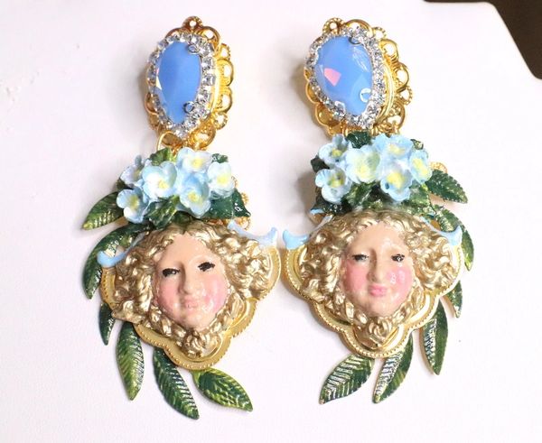 SOLD! 6970 Medusa Flowers Hand Painted Studs Earrings