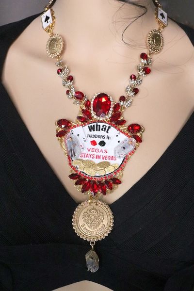SOLD! 6974 Set Of What Happens In Vegas Massive Necklace+ Earrings