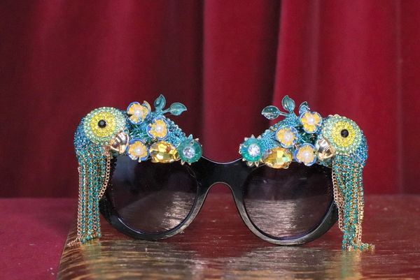 SOLD! 7059 Baroque Crystal Parrots Flowers Embellished Embellished Sunglasses