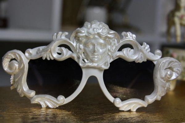 SOLD! 842 Zibellini White Pearl Architec Medusa Shades Unusual Unique Fancy Sunglasses