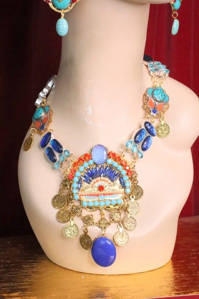 SOLD! 7131 Egyptian Revival Pharaoh Genuine Triple Opal Necklace