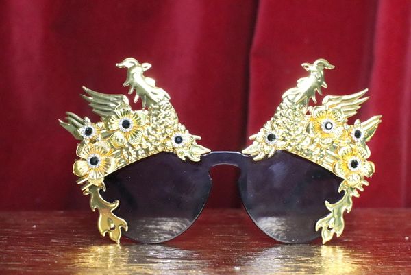 7150 Baroque Gold Asian Peacock Embellished Sunglasses