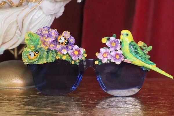 SOLD! 7174 Art Nouveau Vivid Parrot Flower Embellished Sunglasses