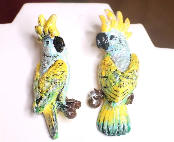 SOLD! 7217 Art Jewelry 3D Effect Vacation Cancun Parrots Hand Painted Light Weight Earrings Studs