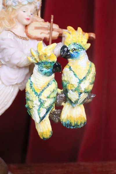 7250 Art Nouveau Vivid Hand Painted Light Weight Parrots Earrings