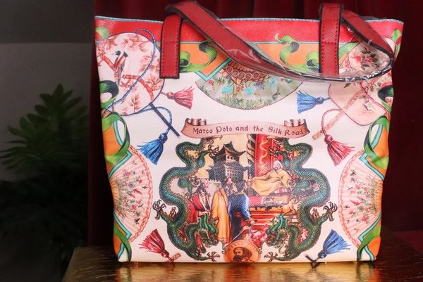 7360 Baroque Designer Inspired Asian Print Beach PU Handbag