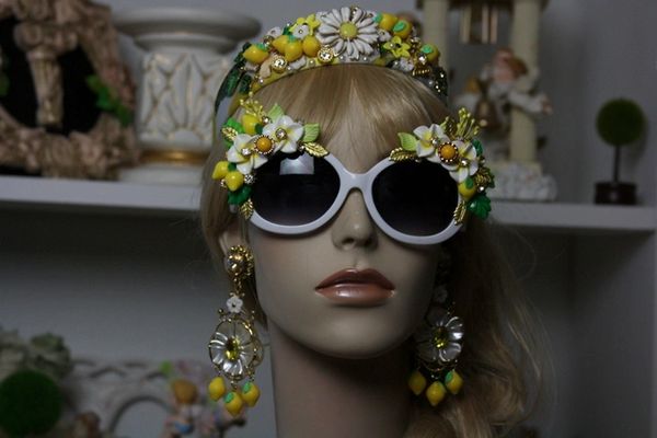 SOLD! 897 Lemon Embellished Fancy Sunglasses