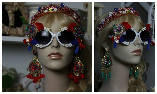 SOLD! 900 Roma Tassel Designer Inspired Baroque Embellished Fancy Shades Sunglasses Eye Wear